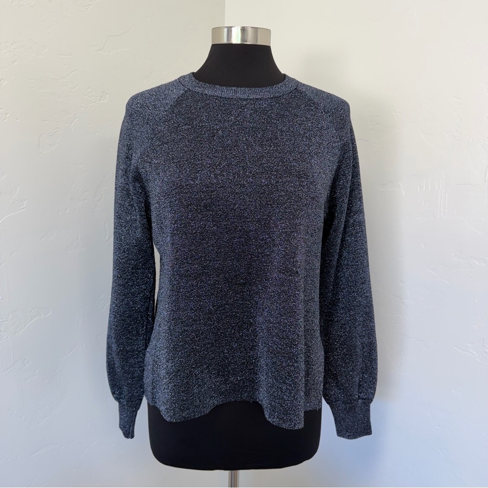 J. Crew Sparkle Navy & Black Crew Neck Sweater Size M